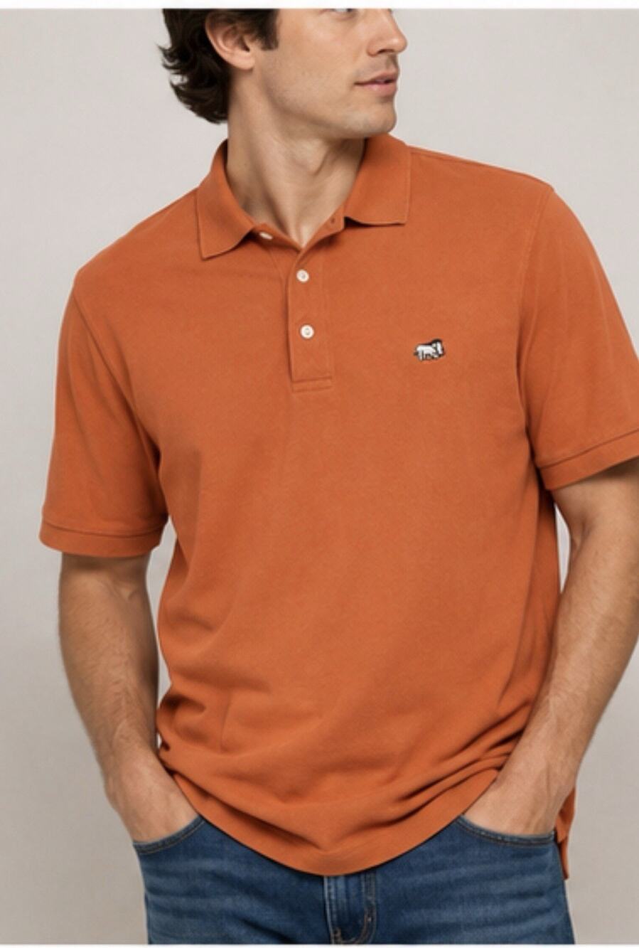 Britches Great Outdoors Mens S Polo Shirt Orange Warthog Logo 100% Cotton